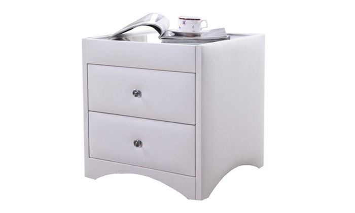 Leather Upholstered Nightstand With Glass Top Aed 450 With Free