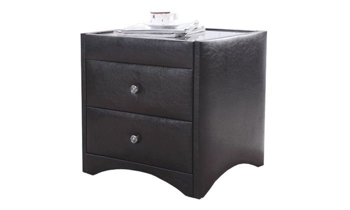 Leather Upholstered Nightstand With Glass Top Aed 450 With Free