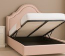 R2R UPHOLSTERED CROWN PINK BED WITH HYDRAULIC STORAGE (150X200) NO MATTRESS