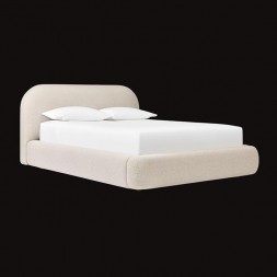 Modern Upholstered Platform Bed Frame, Queen Size 160x200cm, Beige