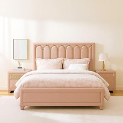 HOMEGENIE Designer BedFrame (120x200) TWIN Size, Peach, No Storage NO MATTRESS