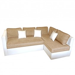 Corner Sofa bed with Storage ottoman Beige- white