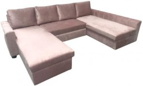 R2R FURNITURE U-SHAPE SOFA CUM BED 5-6 SEATER SUEDE FABRIC