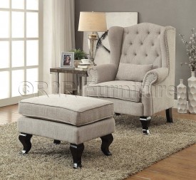 Aurora Royal Designer Chair with Foot Stool - Beige