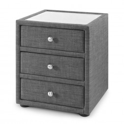 SORRENTO GREY FABRIC 3 DRAWER BEDSIDE TABLE