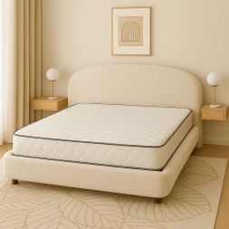 R2R Elegant Upholstered Bed Frame, Boucle Fabric, No Storage,No Mattress, Cream(200X200))