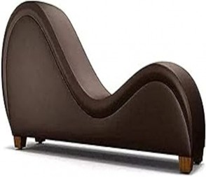 HOMEGENIE UPHOLSTERED S SHAPE SOFA DARK BROWN LEATHER