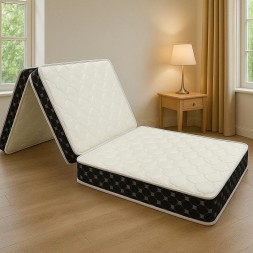 R2R Comfort Tri-Fold Medical Mattress, Black boarder, Quilted Soft Surface ((100x200x12))