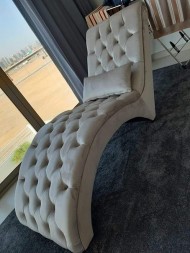 HOMEGENIE ELEGANT S SHAPE RELAXATION LOUNGE BEIGE VELVET