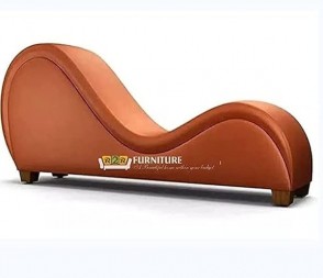 HOMEGENIE UPHOLSTERED S SHAPE SOFA ORANGE LEATHER